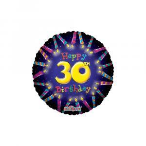 Palloncino  happy birthday 30th con candeline 18"-45cm. 1pz