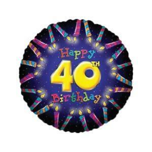 Mylar tondo sv 40th birthday candles - 18"