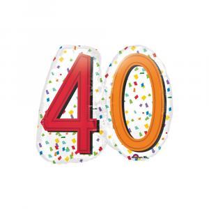 Palloncino  happy birthday 40 multicolor supershape 25"x22". 1pz