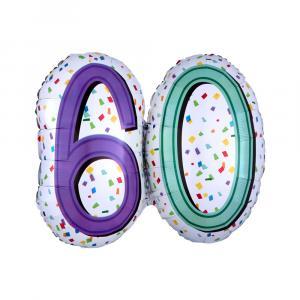 Palloncino  happy birthday 60 multicolor supershape 25"x22". 1pz