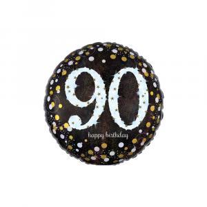 Palloncino  happy birthday 90 anni scintillante tondo standardshape 18"-46cm. 1pz