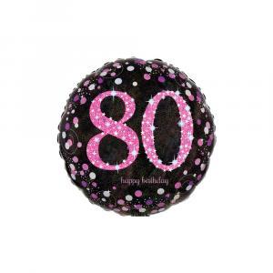 Palloncino  happy birthday 80 pink celebration tondo standardshape 18"-46cm. 1pz