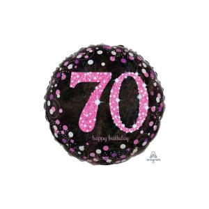 Palloncino  happy birthday 70 pink celebration tondo standardshape 18"-46cm. 1pz