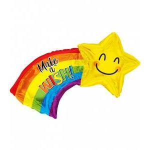 Palloncino  arcobaleno stella "make a wish" 28"-71cm. 1pz