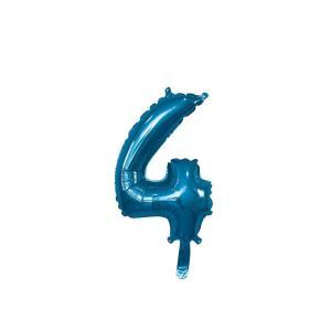 Palloncino  numero 4 blu minishape 14" - 35cm. 1pz