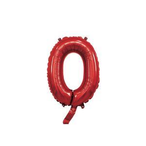 Palloncino  numero 0 rosso minishape 14" - 35cm. 1pz