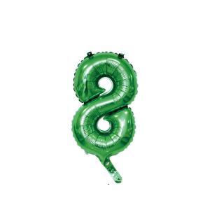 Palloncino  numero 8 verde minishape 14" - 35cm. 1pz