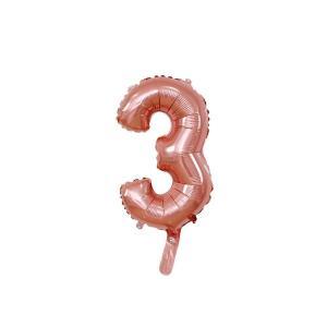 Palloncino  numero 3 rosa gold minishape 14" - 35cm. 1pz