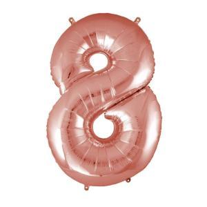 Palloncino  numero 8 rosa gold supershape 40" - 101cm. 1pz