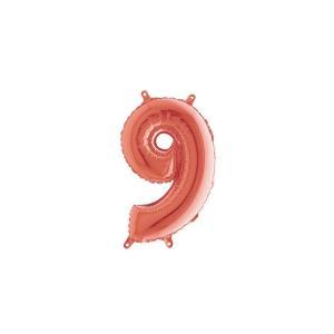 Palloncini  numero 9 rosa gold minishape 14" - 35cm. 5pz
