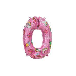 Palloncini  numero 0 hooray party rosa minishape 14" - 35cm. 5pz