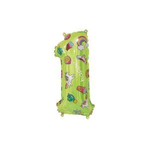 Palloncini  numero 1 hooray party verde lime minishape 14" - 35cm. 5pz