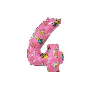 Palloncini  numero 4 hooray party rosa minishape 14" - 35cm. 5pz