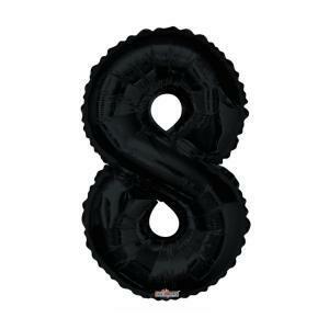 Palloncino  numero 8 nero supershape 34" - 87cm. 1pz