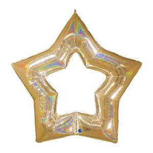 Palloncino  stella oro glitterato supershape 48" - 122cm. 1pz