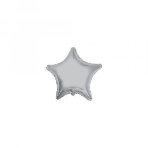 Palloncino  stella argento microshape 4" - 10cm. 5pz