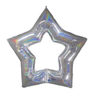Palloncino  stella argento glitterato supershape 48" - 122cm. 1pz