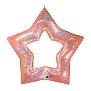 Palloncino  stella rosa gold glitterato supershape 48" - 122cm. 1pz