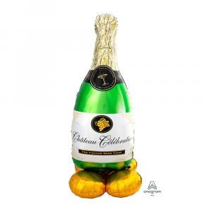 Palloncino  bottiglia di champagne con bollicine  airloonz 26"x50". 1pz