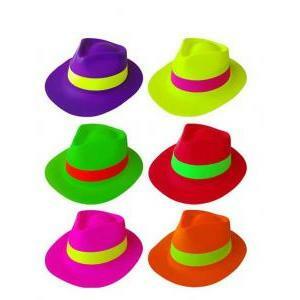 Cappello party fluo 6 colori assortiti. 1pz