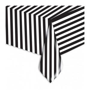 Tovaglia in plastica rettangolare  stripes nero 140x270cm. 1pz