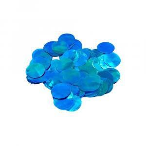 Coriandoli metal iridescenti blu per palloncini 2,3cm. 1 bustina da 15g.