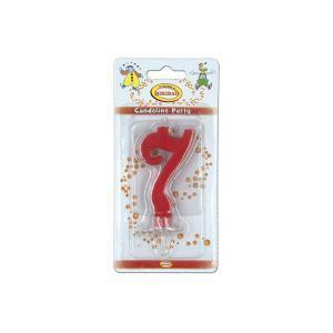 Candela numero 7 rossa formato mini da 7cm, 1pz.