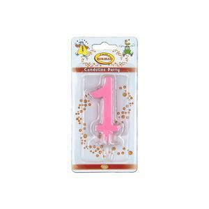 Candela numero 1 rosa formato mini da 7cm, 1pz.