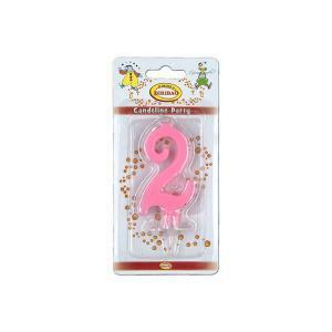 Candela numero 2 rosa formato mini da 7cm, 1pz.