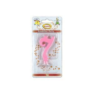 Candela numero 7 rosa formato mini da 7cm, 1pz.