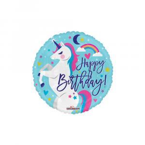 Palloncino  happy birthday unicorno 18"-45cm. 1pz