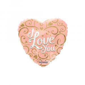 Palloncino  i love you rosa gold cuore 18"-45cm. 1pz