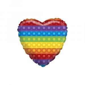 Palloncino  cuore arcobaleno pop it 18"-45cm. 1pz