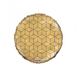 Palloncino  tondo geometrico oro 26"-66cm. 1pz
