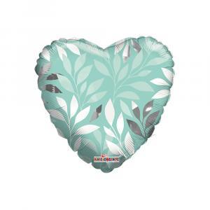 Palloncino  cuore foglie tiffany 26"-66cm. 1pz