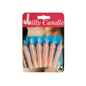 Candelina a forma di pene rosa per addio al celibato o nubilato. confezione con 6 candeline.