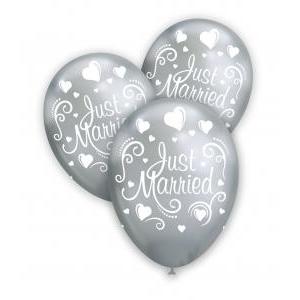 Pall. titanio 12" argento 102 st. bianca globo just married