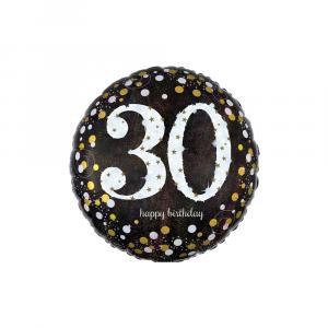 Palloncino  happy birthday 30 anni scintillante tondo standardshape 18"-46cm. 1pz