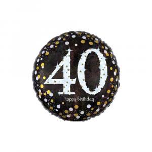Palloncino  happy birthday 40 anni scintillante tondo standardshape 18"-46cm. 1pz