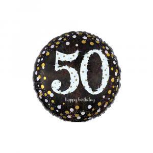 Palloncino  happy birthday 50 anni scintillante tondo standardshape 18"-46cm. 1pz