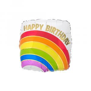 Palloncino  happy birthday arcobaleno quadrato standardshape 18"-46cm. 1pz
