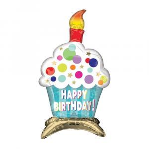 Palloncino  happy birthday cupcake airloonz 15"x24". 1pz