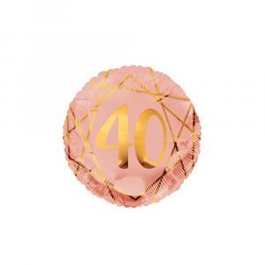 Palloncino  40 anni geoide rosa gold tondo 18"-45cm. 1pz