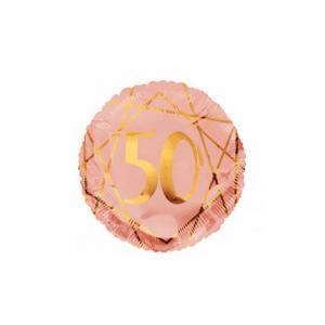 Palloncino  50 anni geoide rosa gold tondo 18"-45cm. 1pz