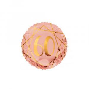 Palloncino  60 anni geoide rosa gold tondo 18"-45cm. 1pz