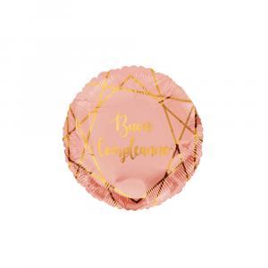 Palloncino  buon compleanno geoide rosa gold tondo 18"-45cm. 1pz
