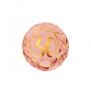 Palloncino  30 anni geoide rosa gold tondo 18"-45cm. 1pz