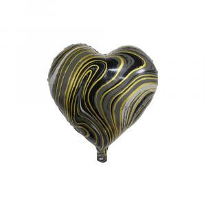 Palloncino  cuore marmorizzato nero 18"-45cm. 1pz