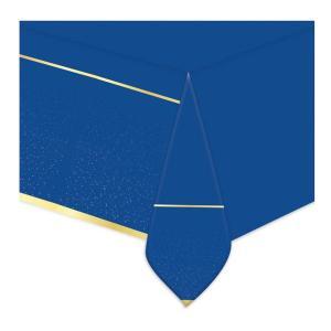Tovaglia in plastica rettangolare  blu gold  140x270cm. 1pz