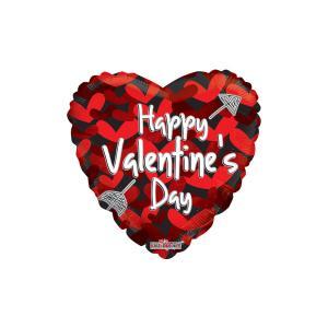Palloncino  cuore nero con cuori rossi  happy valentine's day 18"-45cm. 1pz